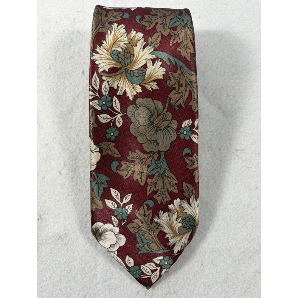 Adolfo Mens Paisley Silk Tie Purple Floral Paisley Vintage Luxury Mens Necktie